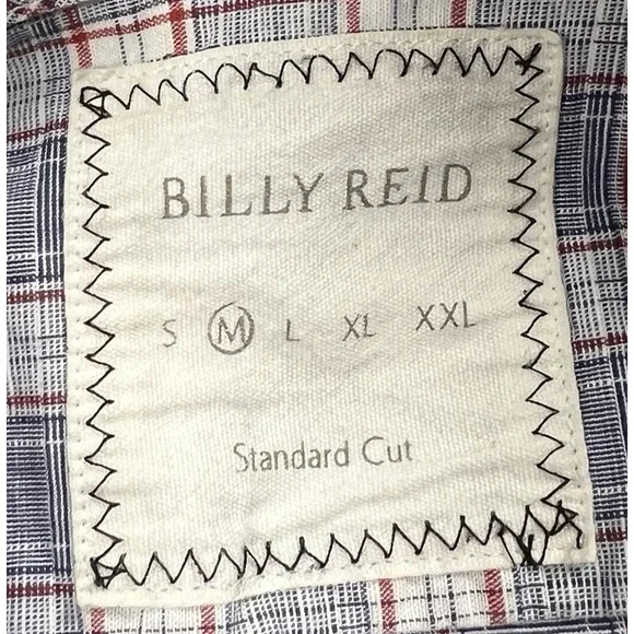 Billy Reid Shirt Mens M Blue Windowpane Plaid Standard Cut Button Down Collared - Picture 3 of 8